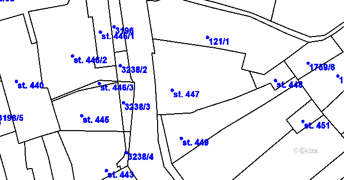 Parcela st. 447 v KÚ Tovačov, Katastrální mapa