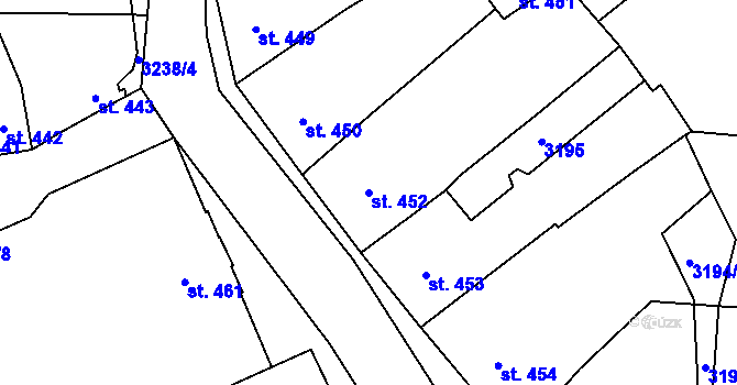 Parcela st. 452 v KÚ Tovačov, Katastrální mapa