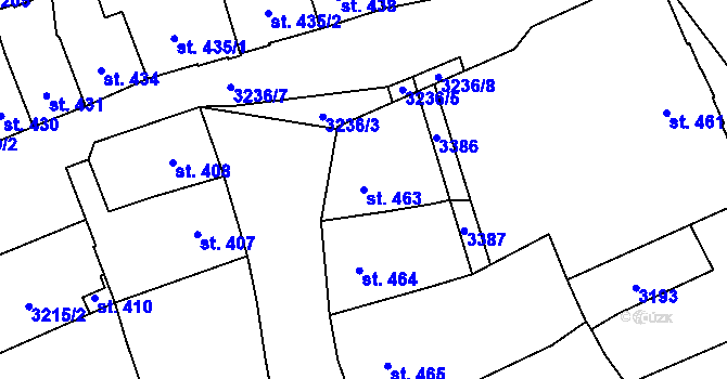 Parcela st. 463 v KÚ Tovačov, Katastrální mapa