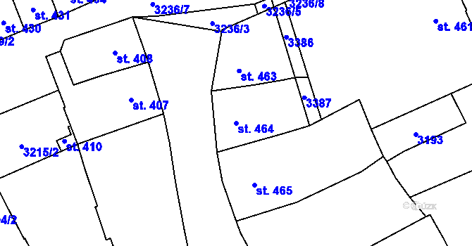 Parcela st. 464 v KÚ Tovačov, Katastrální mapa