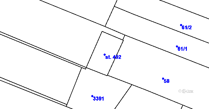 Parcela st. 492 v KÚ Tovačov, Katastrální mapa