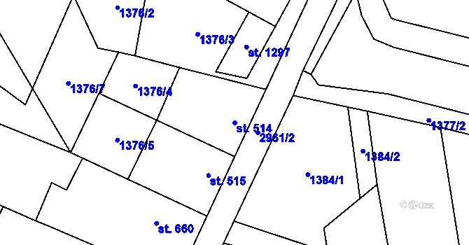 Parcela st. 514 v KÚ Tovačov, Katastrální mapa