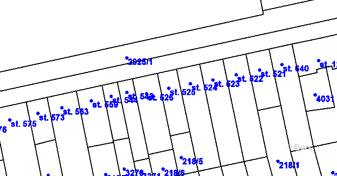 Parcela st. 525 v KÚ Tovačov, Katastrální mapa