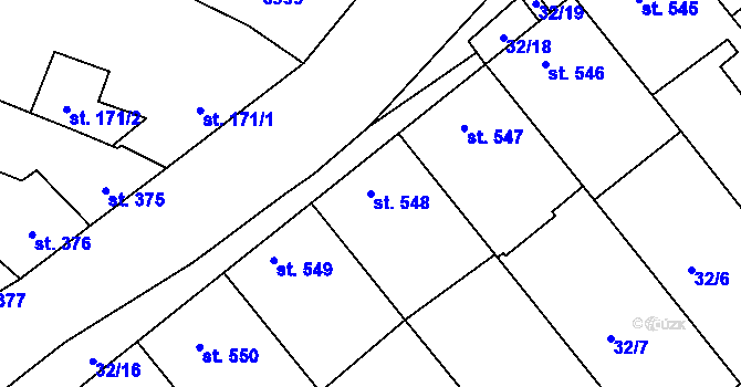 Parcela st. 548 v KÚ Tovačov, Katastrální mapa