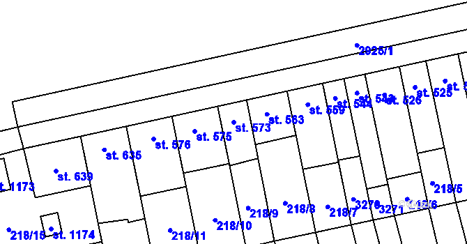 Parcela st. 573 v KÚ Tovačov, Katastrální mapa