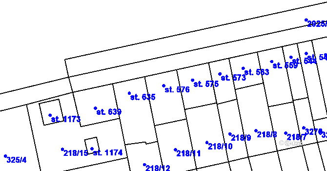 Parcela st. 576 v KÚ Tovačov, Katastrální mapa