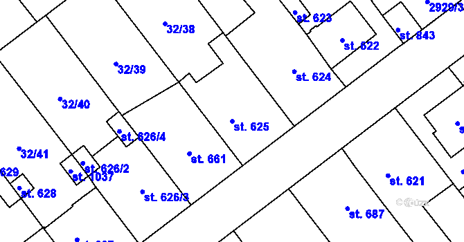 Parcela st. 625 v KÚ Tovačov, Katastrální mapa