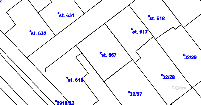 Parcela st. 667 v KÚ Tovačov, Katastrální mapa