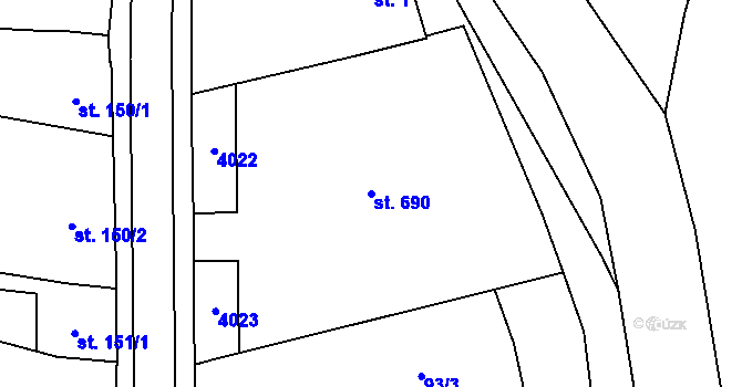 Parcela st. 690 v KÚ Tovačov, Katastrální mapa