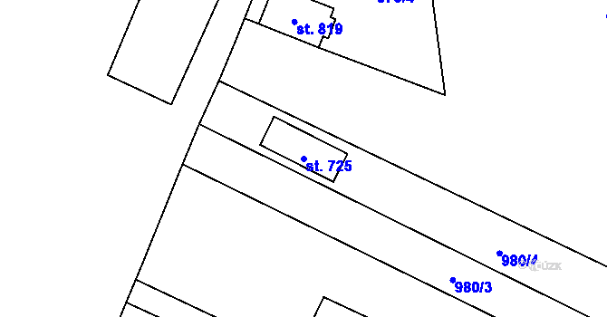 Parcela st. 725 v KÚ Tovačov, Katastrální mapa