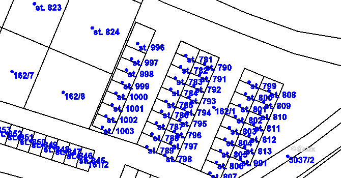 Parcela st. 784 v KÚ Tovačov, Katastrální mapa