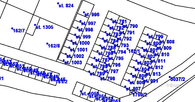 Parcela st. 786 v KÚ Tovačov, Katastrální mapa
