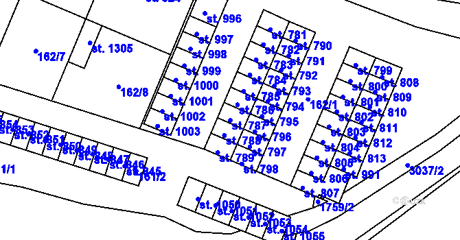 Parcela st. 787 v KÚ Tovačov, Katastrální mapa