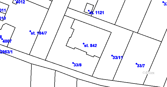 Parcela st. 842 v KÚ Tovačov, Katastrální mapa
