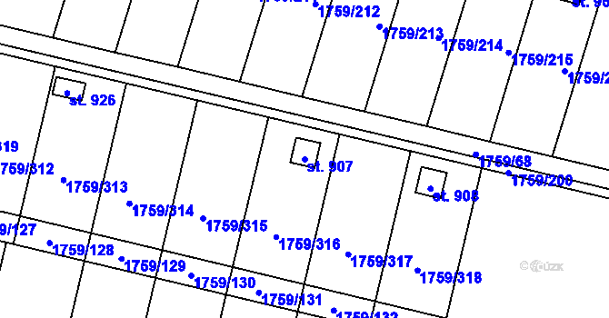 Parcela st. 907 v KÚ Tovačov, Katastrální mapa