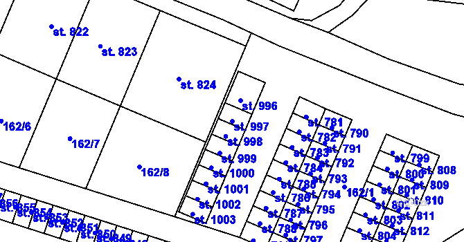 Parcela st. 997 v KÚ Tovačov, Katastrální mapa