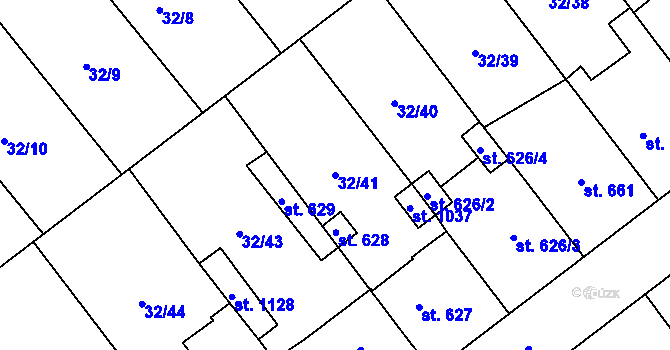 Parcela st. 32/41 v KÚ Tovačov, Katastrální mapa