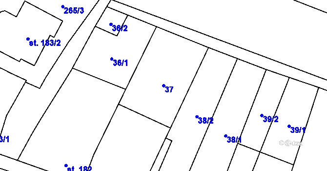 Parcela st. 37 v KÚ Tovačov, Katastrální mapa