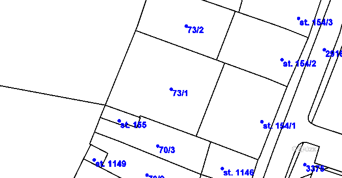 Parcela st. 73/1 v KÚ Tovačov, Katastrální mapa