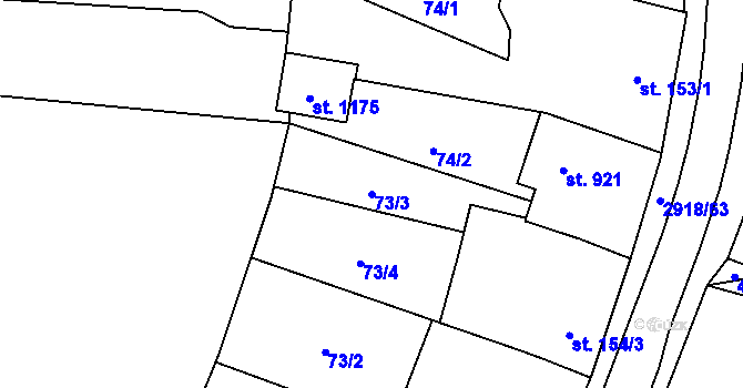 Parcela st. 73/3 v KÚ Tovačov, Katastrální mapa