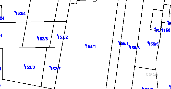 Parcela st. 154/1 v KÚ Tovačov, Katastrální mapa