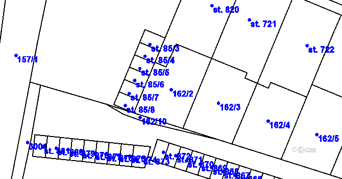 Parcela st. 162/2 v KÚ Tovačov, Katastrální mapa