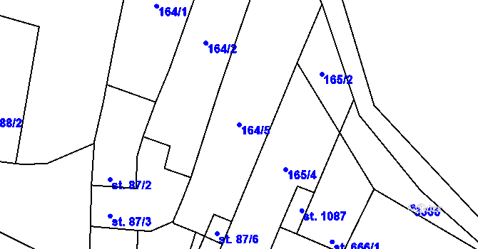 Parcela st. 164/5 v KÚ Tovačov, Katastrální mapa