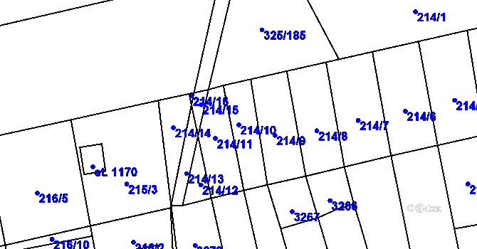 Parcela st. 214/10 v KÚ Tovačov, Katastrální mapa