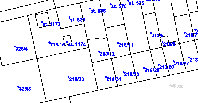 Parcela st. 218/12 v KÚ Tovačov, Katastrální mapa