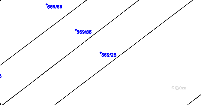 Parcela st. 569/25 v KÚ Tovačov, Katastrální mapa