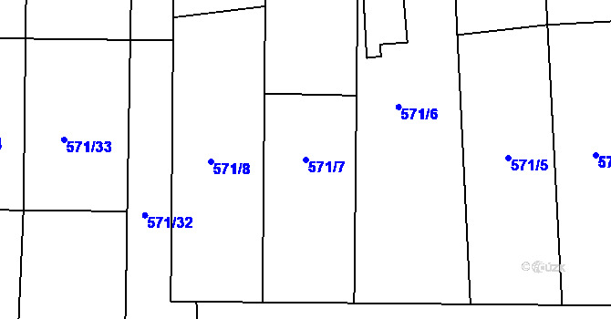 Parcela st. 571/7 v KÚ Tovačov, Katastrální mapa