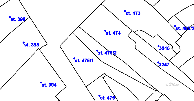 Parcela st. 475/2 v KÚ Tovačov, Katastrální mapa