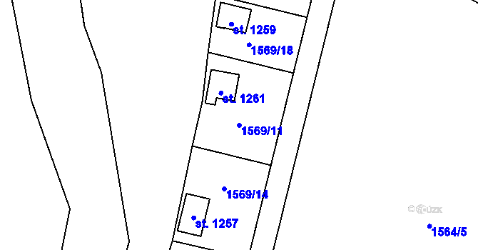 Parcela st. 1569/11 v KÚ Tovačov, Katastrální mapa