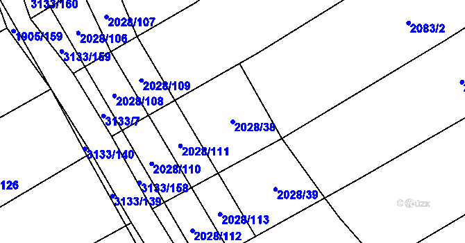 Parcela st. 2028/38 v KÚ Traplice, Katastrální mapa