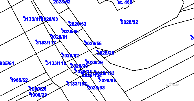 Parcela st. 2028/28 v KÚ Traplice, Katastrální mapa