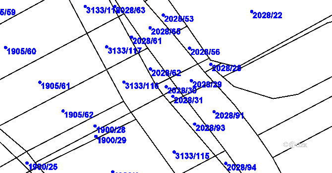 Parcela st. 2028/30 v KÚ Traplice, Katastrální mapa