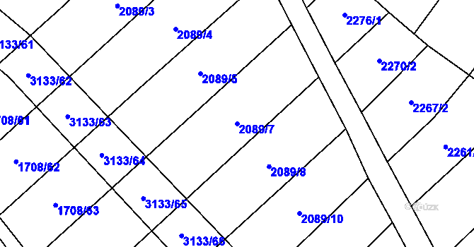Parcela st. 2089/7 v KÚ Traplice, Katastrální mapa