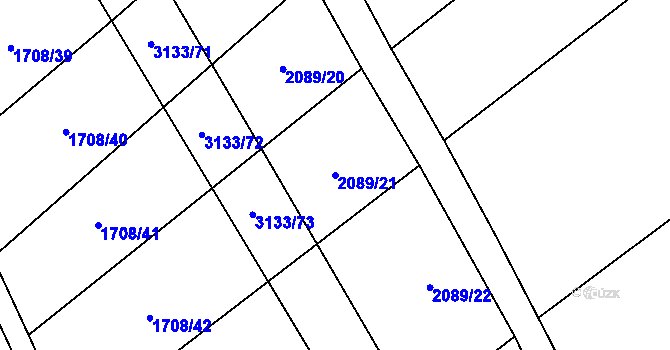 Parcela st. 2089/21 v KÚ Traplice, Katastrální mapa