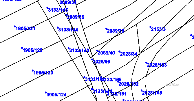Parcela st. 2089/40 v KÚ Traplice, Katastrální mapa