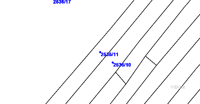 Parcela st. 2536/11 v KÚ Traplice, Katastrální mapa