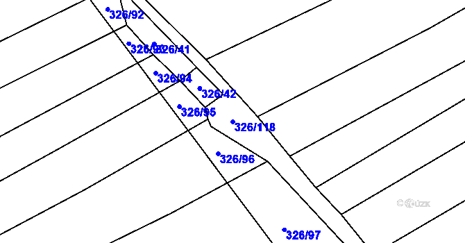 Parcela st. 326/118 v KÚ Traplice, Katastrální mapa