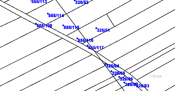 Parcela st. 555/117 v KÚ Traplice, Katastrální mapa