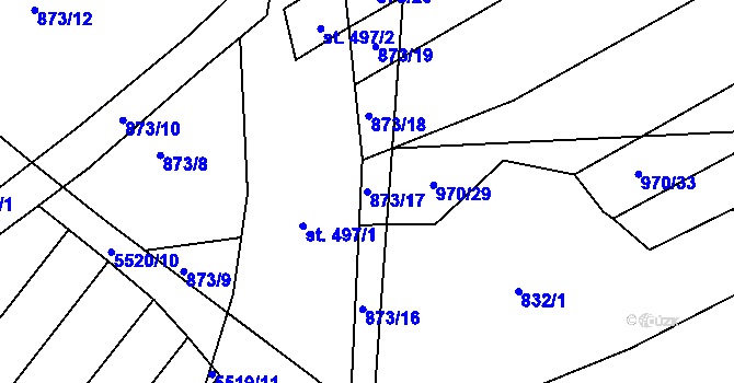 Parcela st. 873/17 v KÚ Traplice, Katastrální mapa