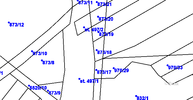Parcela st. 873/18 v KÚ Traplice, Katastrální mapa