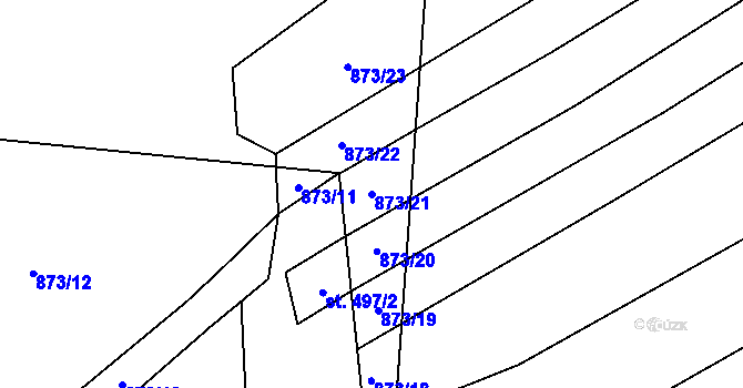 Parcela st. 873/21 v KÚ Traplice, Katastrální mapa