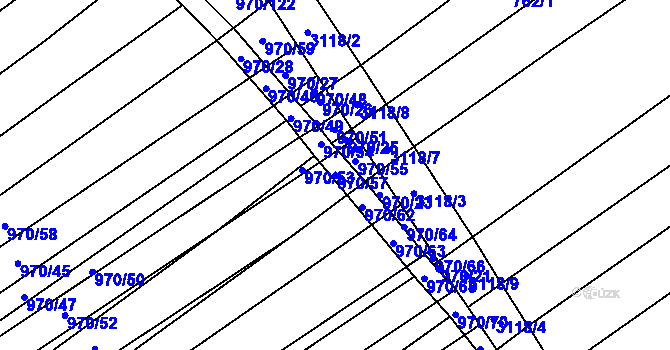 Parcela st. 970/57 v KÚ Traplice, Katastrální mapa