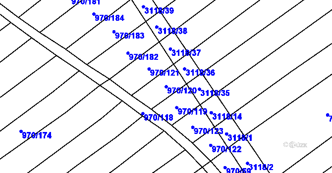Parcela st. 970/120 v KÚ Traplice, Katastrální mapa