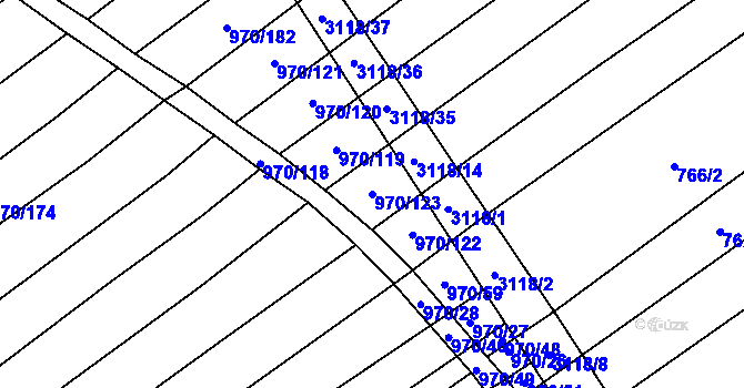 Parcela st. 970/123 v KÚ Traplice, Katastrální mapa