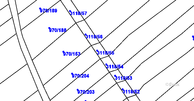 Parcela st. 3118/55 v KÚ Traplice, Katastrální mapa