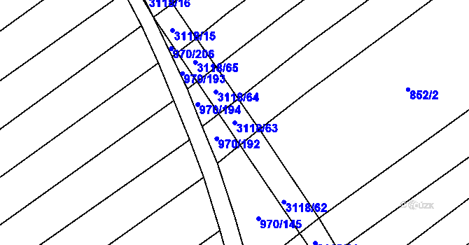 Parcela st. 3118/63 v KÚ Traplice, Katastrální mapa